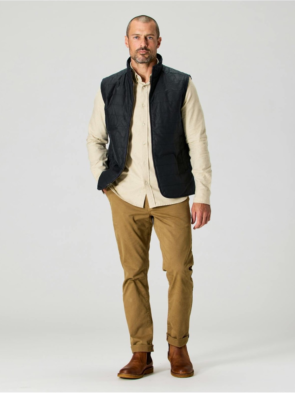 Flint and Tinder York Quilted Vest Waxed Canvas Water Resistant Navy Blue Small - Picture 4 of 15